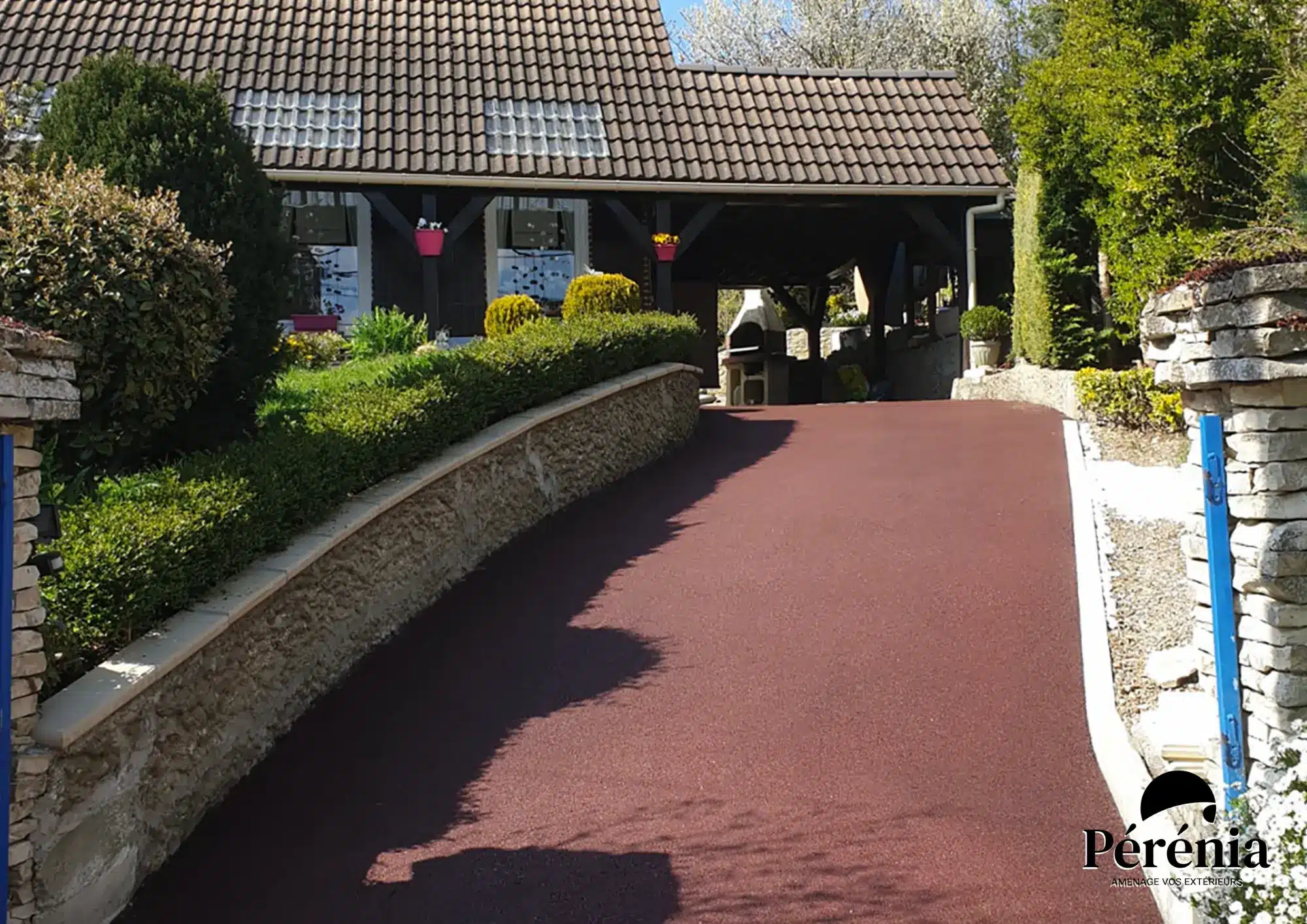 Allée de garage enrobé rouge 4